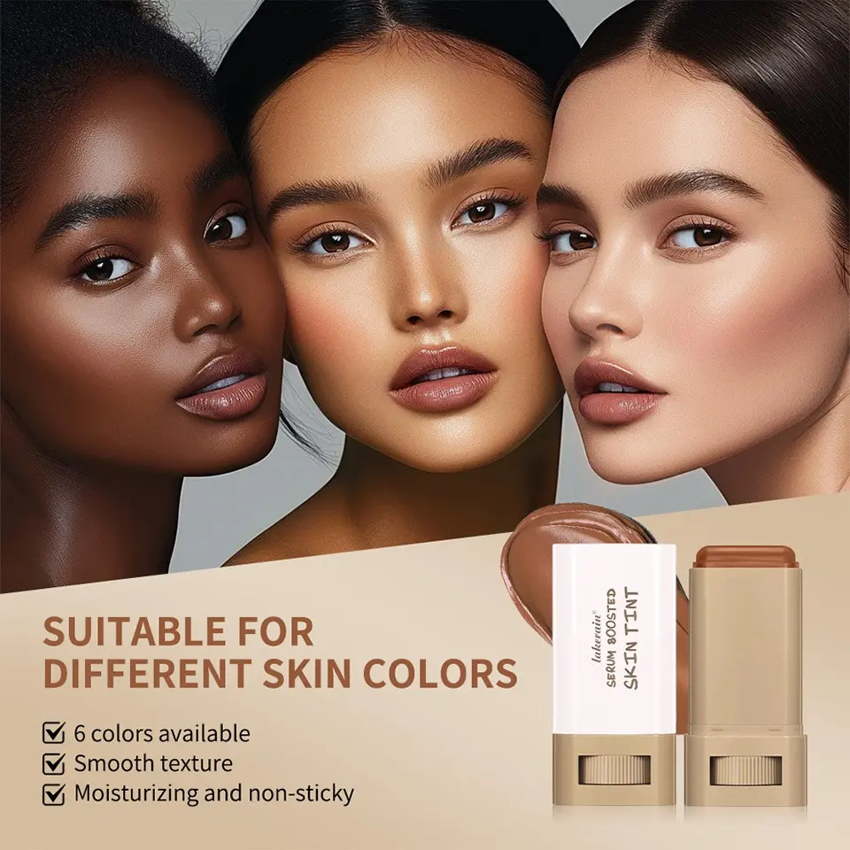 18g Rotating Solid Essence Foundation Stick, Skin Tint Serum Boosted, Contouring Brightening Stick, Natural Long-Lasting Makeup Stick