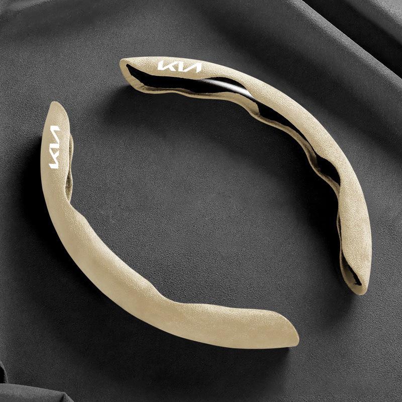 2pc Suede Universal 38CM Car Steering Wheel Cover Booster Non-slip Cover For KIA Ceed Sportage Rio Proceed K5 Optima Sedona Forte Cerato Venga, Steering Wheel Protector, Car Accessories