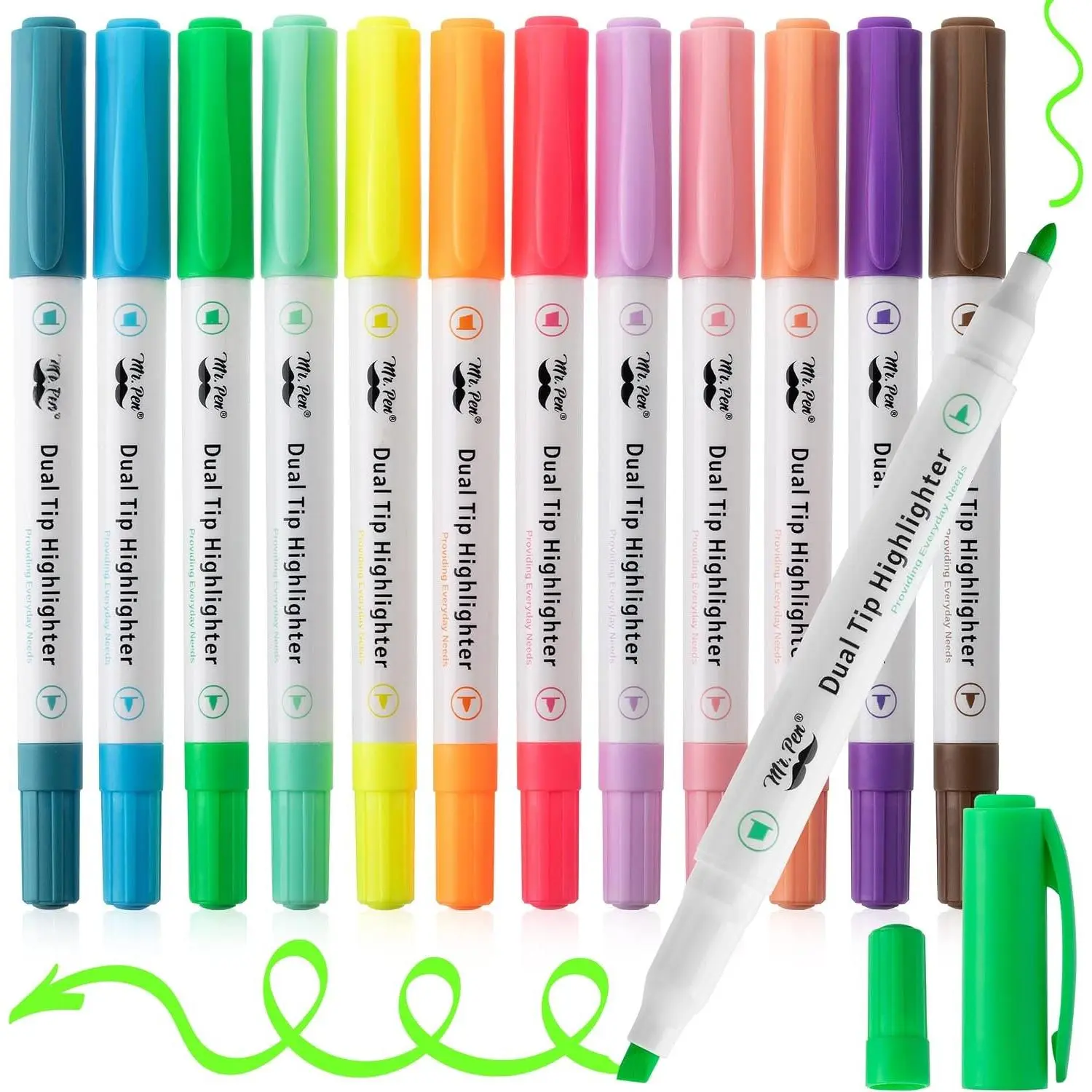 -  Tip Highlighters, Pastel Colors, 12 Pack | Fine & Chisel Tip  Colors, Markers for Journaling