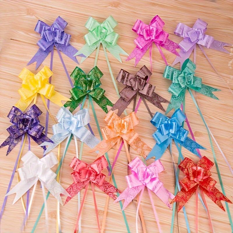20pcs Rose Print Pull Bows 10 Colors 5.5Inch Large Pull Bows Ribbon Perfect for Gift Box And Bag Wrapping, Basket Decoration, Christmas Tree Decor, Weddings, Birthdays And Party