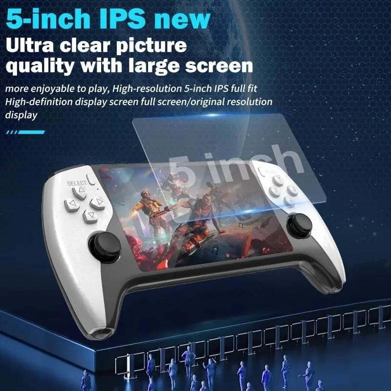 SF3500 Retro Handheld Game Console - Performance Upgrade: A handheld game console with a HD 5.5-inch IPS screen, featuring multiple games, classic video game support for TV connection, 14+ emulators, and 5-hour battery life. Gaming Consoles