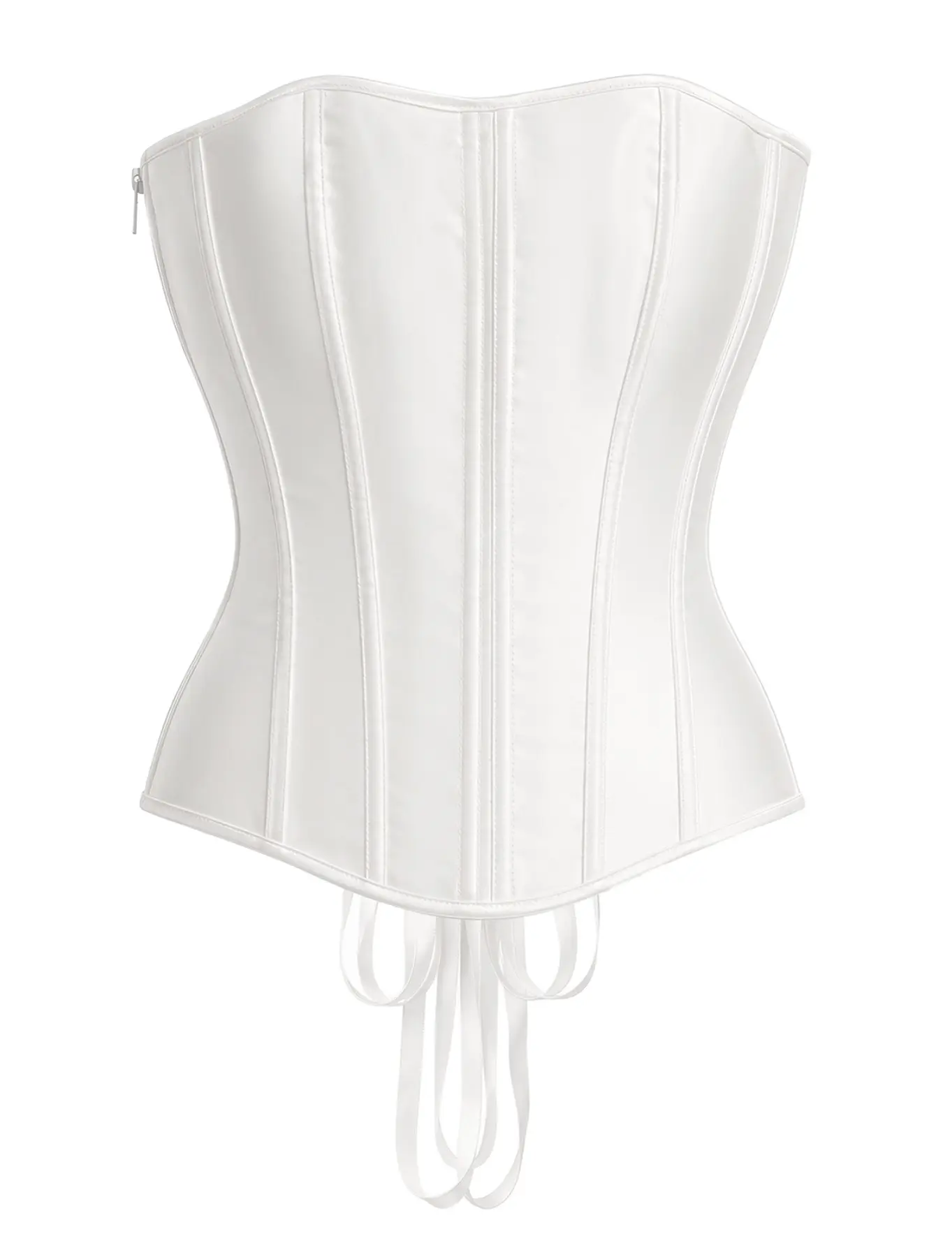 Pure Satin Smooth Bustier Shapewear, Side Zipper Back Tie Adjustable Waist Cincher, Bridal Lingerie, Photo Shoot, Date Night, Slimming Fit Outerwear