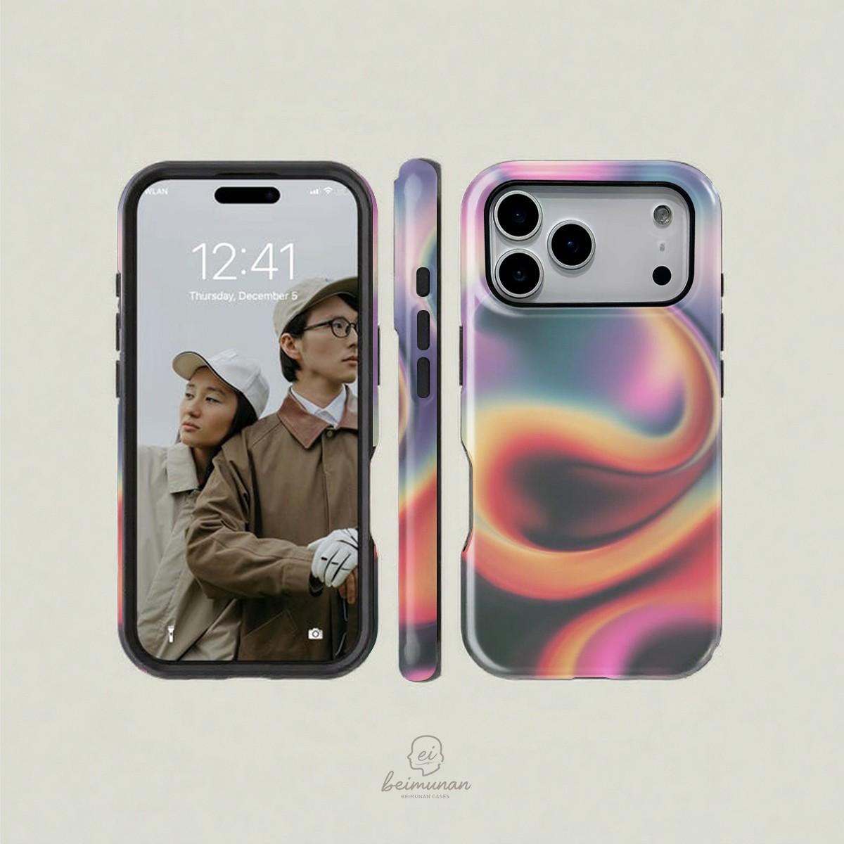 Gradient Fluid Pattern Phone Case, Durable Shockproof Fashion Cover for iPhone 11-17 Pro Max, Samsung Galaxy S25-S23 Ultra