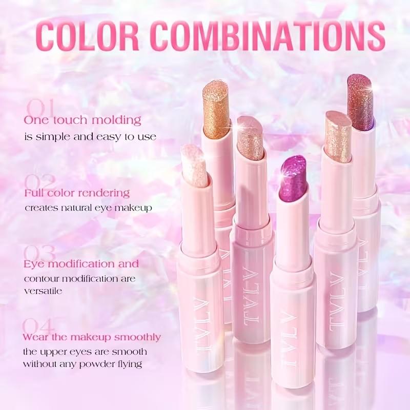 Jelly Shimmer Eyeshadow and Highlighter Stick, with an innovative stick design for ultimate convenience, available in multiple shades, perfect for everyday wear, parties, and gatherings. Smooth and easy to blend, long-lasting, a must-have treasure for beg