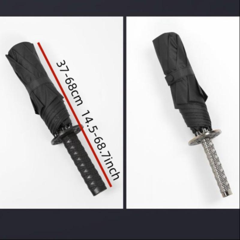 Creative Three-Fold Automatic Samurai Sword Umbrella, Lightweight Waterproof Umbrella, Anime Rainy Day Umbrella, Advertising Handle, in Stock