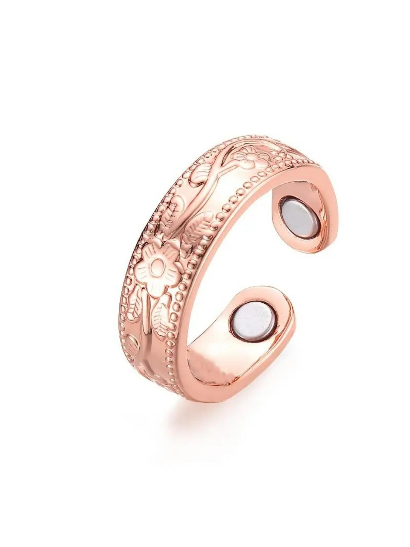 Trendy Luxury Copper Plum Four Magnet Therapy Ring, Couple's Fashion Jewelry, in Stock, Perfect Gift for Lovers