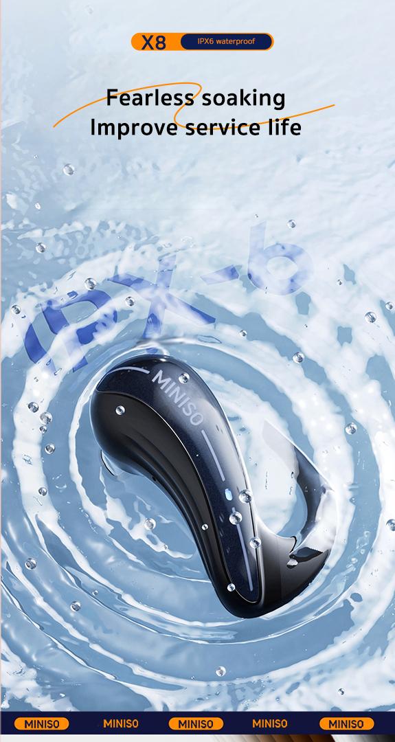 Miniso X8  Wireless OWS open Ear Headphones Bluetooth 5.4 IPX6 Waterproof Bone Conduction Earphones Over Ear Headphones for Running,Working Miniso X8 TWS Not In Ear Headset for iPhone Android Phone HiFi Sound Electric Audio Earbuds