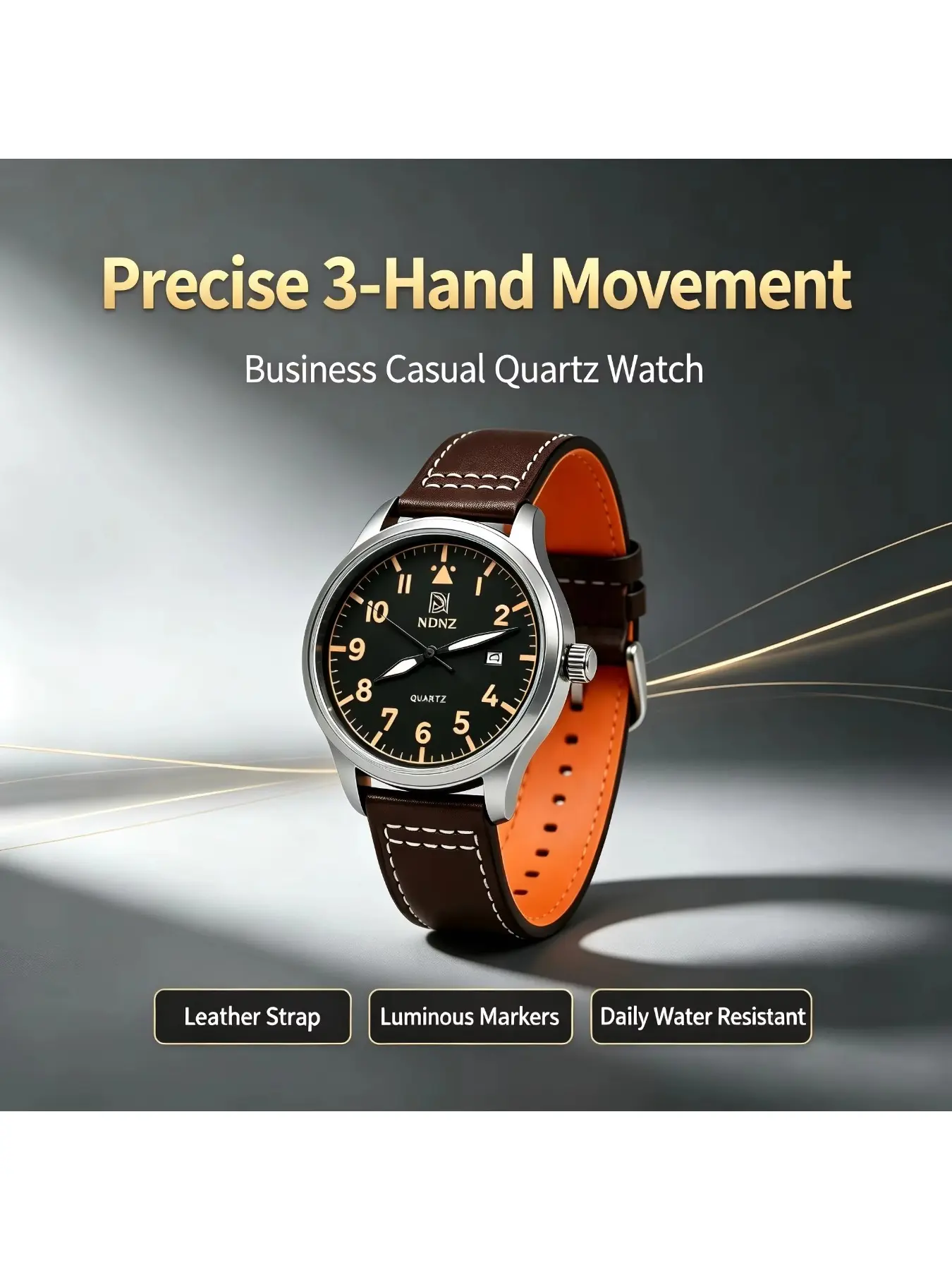 Pilot Watches for Men Classic Field Series black/blue face 20ATM VH31 Quartz Watch Luminous Mark Leather Band Reloj Hombre