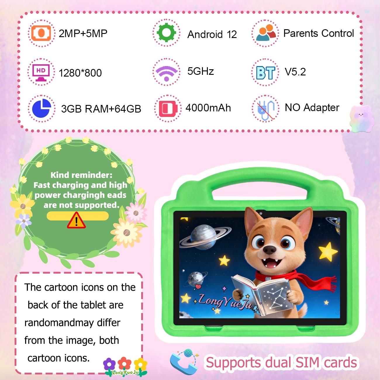TikTok Shop Spring New Arrivals 10.1 Inch Android Touchscreen Tablet with Dual Cameras, Shockproof & Dustproof Case, IWAWA Parental Control Learning App, Lightweight Design, Internet Ready for Family Use, Learning Entertainment, Student Tablets