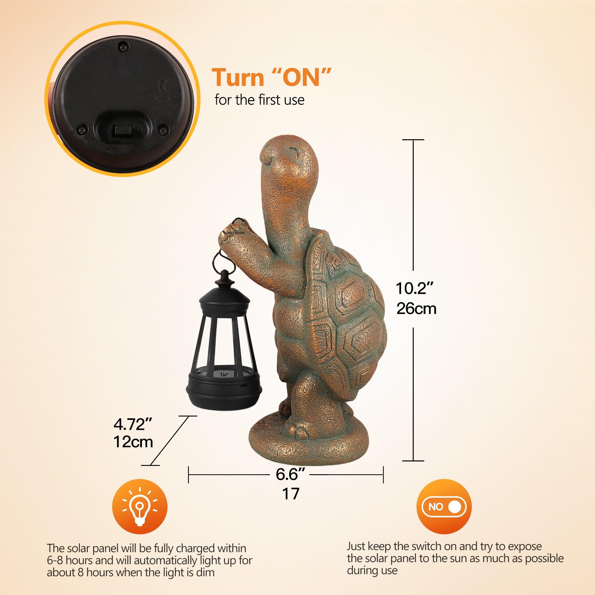 Outdoor Garden Turtle Statue Resin Material Lantern Decorative Lawn Yard Unique Home Decoration Women Gift