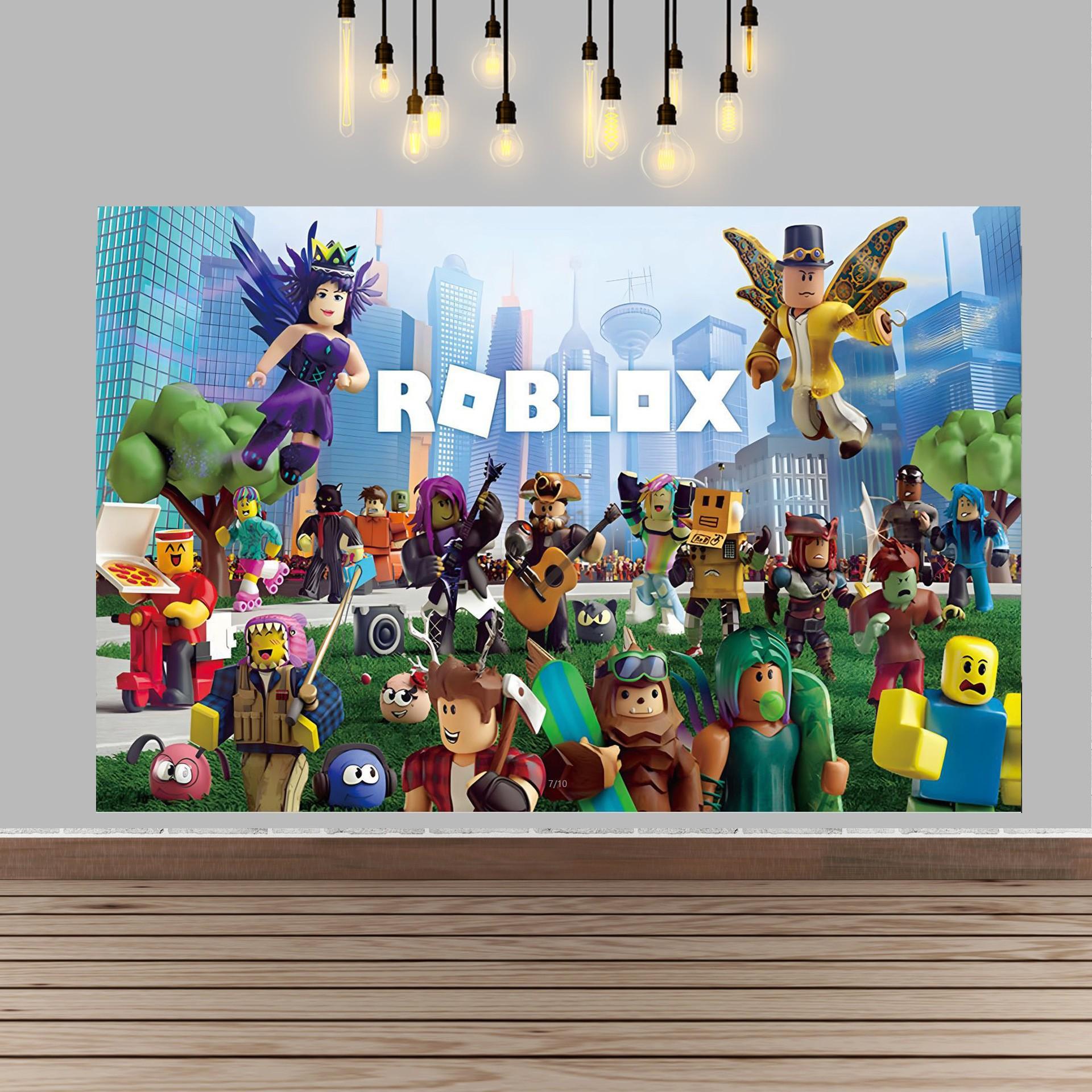Hilloly Photography Background, Birthday Party Backdrop, Roblox Photo Background, Cartoon Party Decoration, Birthday Background