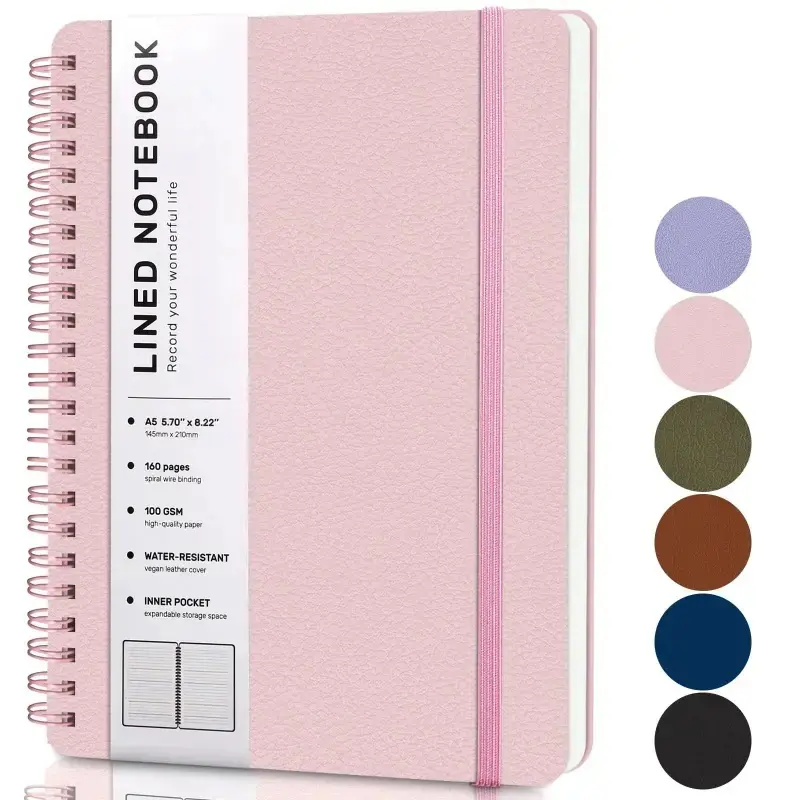 A5 Hardcover Leather Cover Spiral Binding Notebook - 160 Pages, 100GSM Thick Anti-Bending Paper, 5.7x8.2in, Oil-Resistant, Portable Diary, Journal Notebook for Office Work Note Taking, Ideal for Men Gifting (Father's Day, Anniversary)