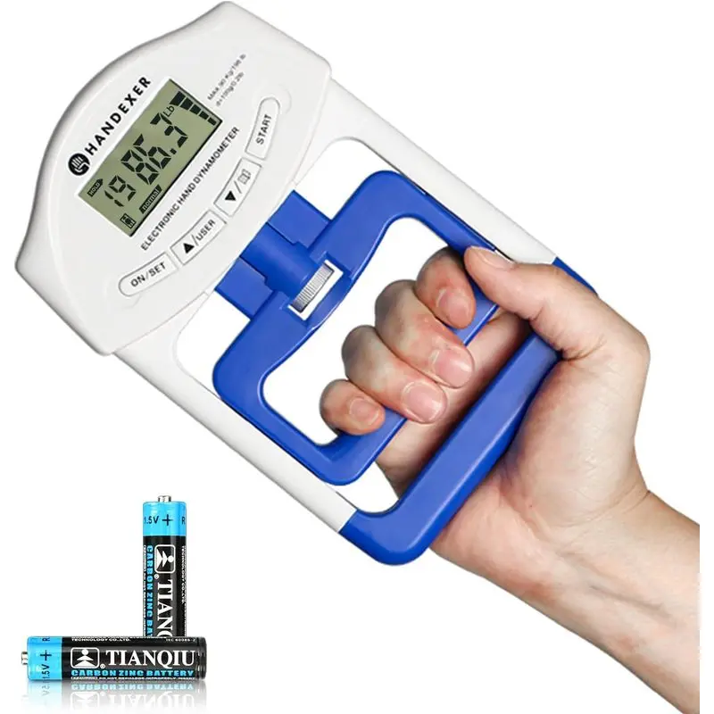 Digital Grip Strength Tester, 198 lb Hand Dynamometer, Blue