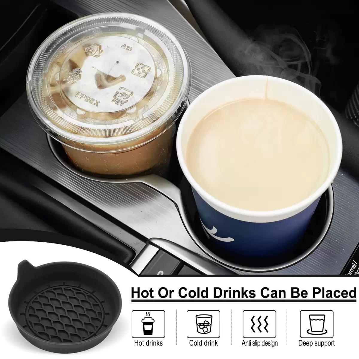 4-Pack Car Cup Holder Non-Slip Pads, Silicone Cup Mats, Universal Interior Accessories, Durable & Easy to Clean, Perfect for All Vehicles