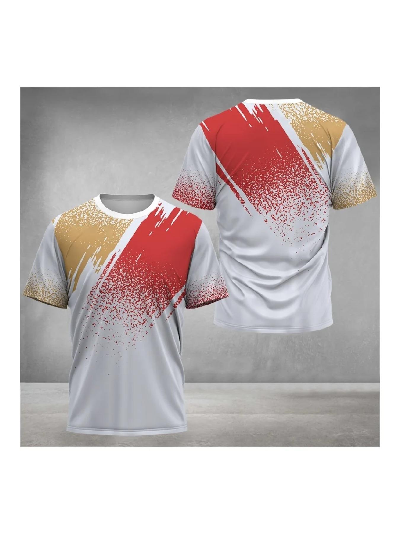 Fashion 3D Print Gym T-shirt Man Outdoor Running Tee Badminton Tennis Sports Men's T Shirt Casual O-neck Loose Short Sleeve Tops