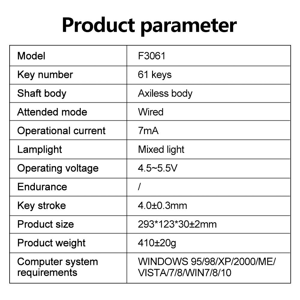 AULA Wired Gaming Keyboard, 64 Key Wired Backlit Mixed Light Effects Keyboard for Gaming Study Work, Multifunctional Portable Keyboard for Desktop Computer Notebook, Computer Peripherals