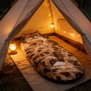 Adult Cat Shape Plush Sleep Bag, Unisex, Cute Cat Theme, Indoor Outdoor Use, 69 Inch Washable Comfort Blanket, Ideal for Camping and Home Leisure