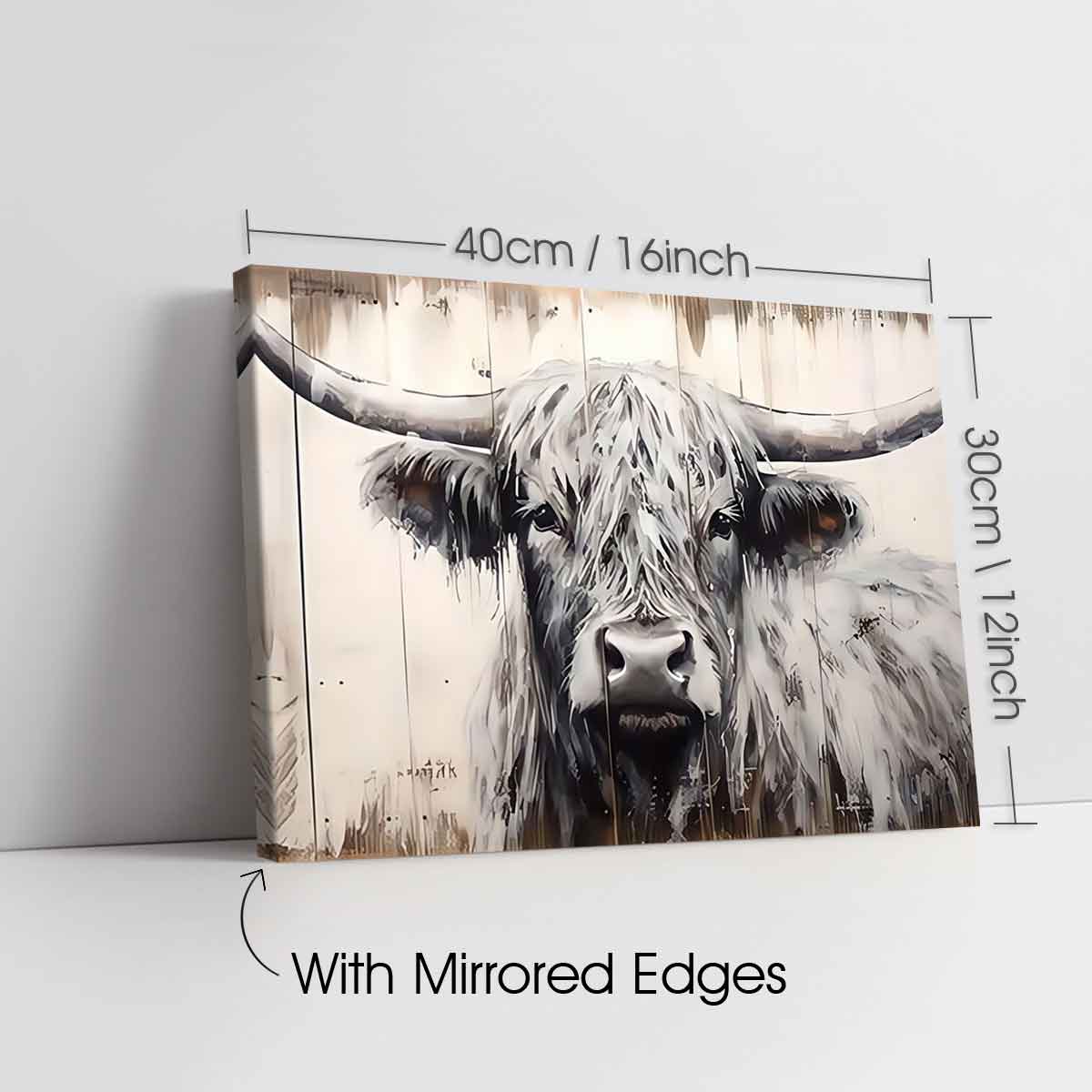 Vintage Highland Cow Canvas Print, Solid Wood Frame, Modern Art Decor, Waterproof & High-Definition, Ideal Gift for Home Office Wall