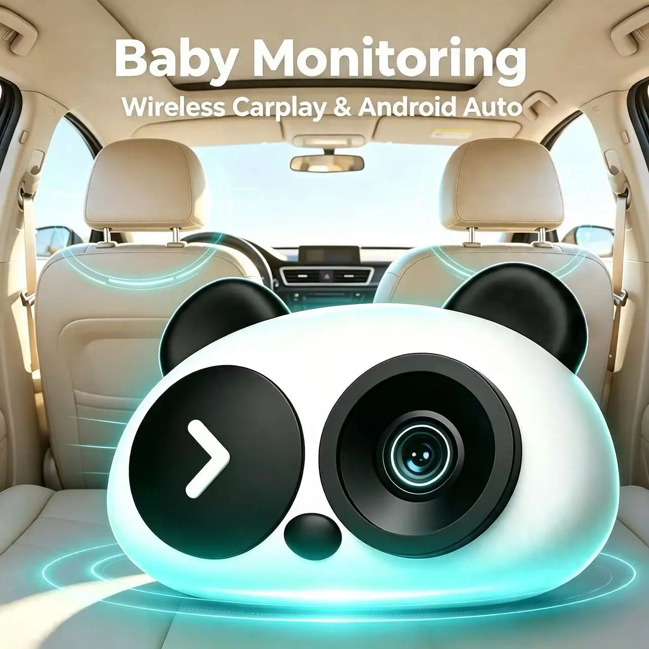 High-Definition Wireless Carplay Baby Stroller Camera, 150° Wide Angle, Compatible with Car Displays, Split Screen Navigation, Easy Installation