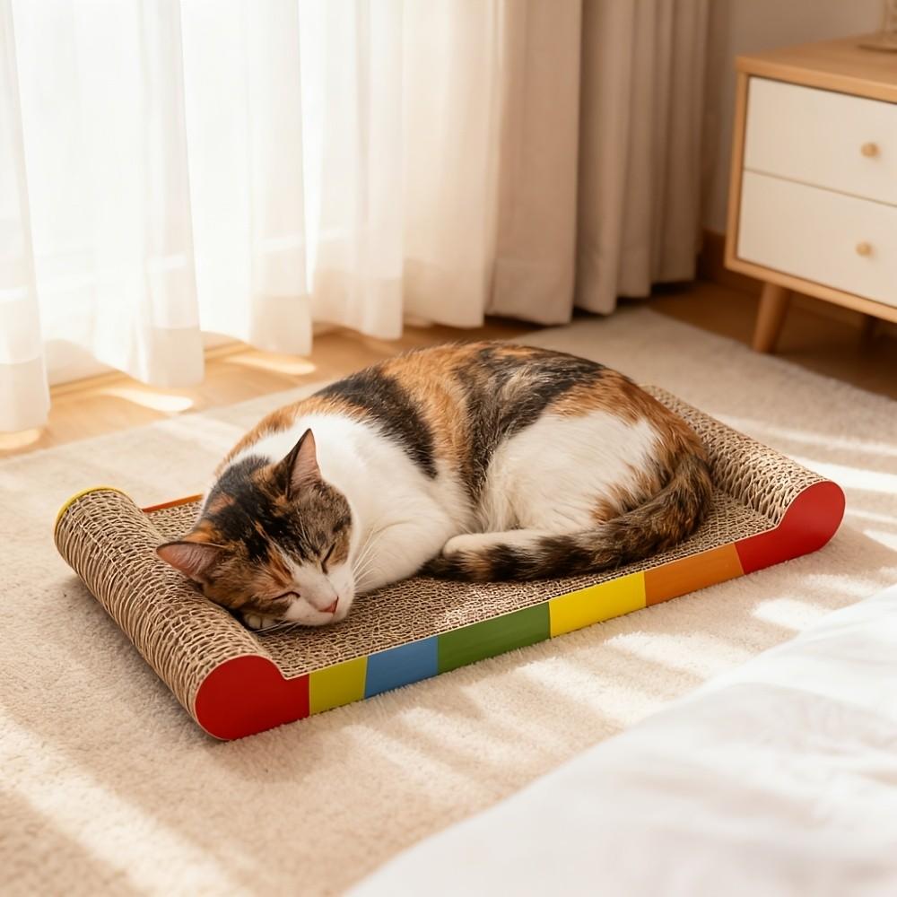 Rainbow Color Bone Cat Scratcher, Durable and Safe Design, Multi-Layer Structure, Protects Furniture, Pet Toy, Cat Scratch Pad