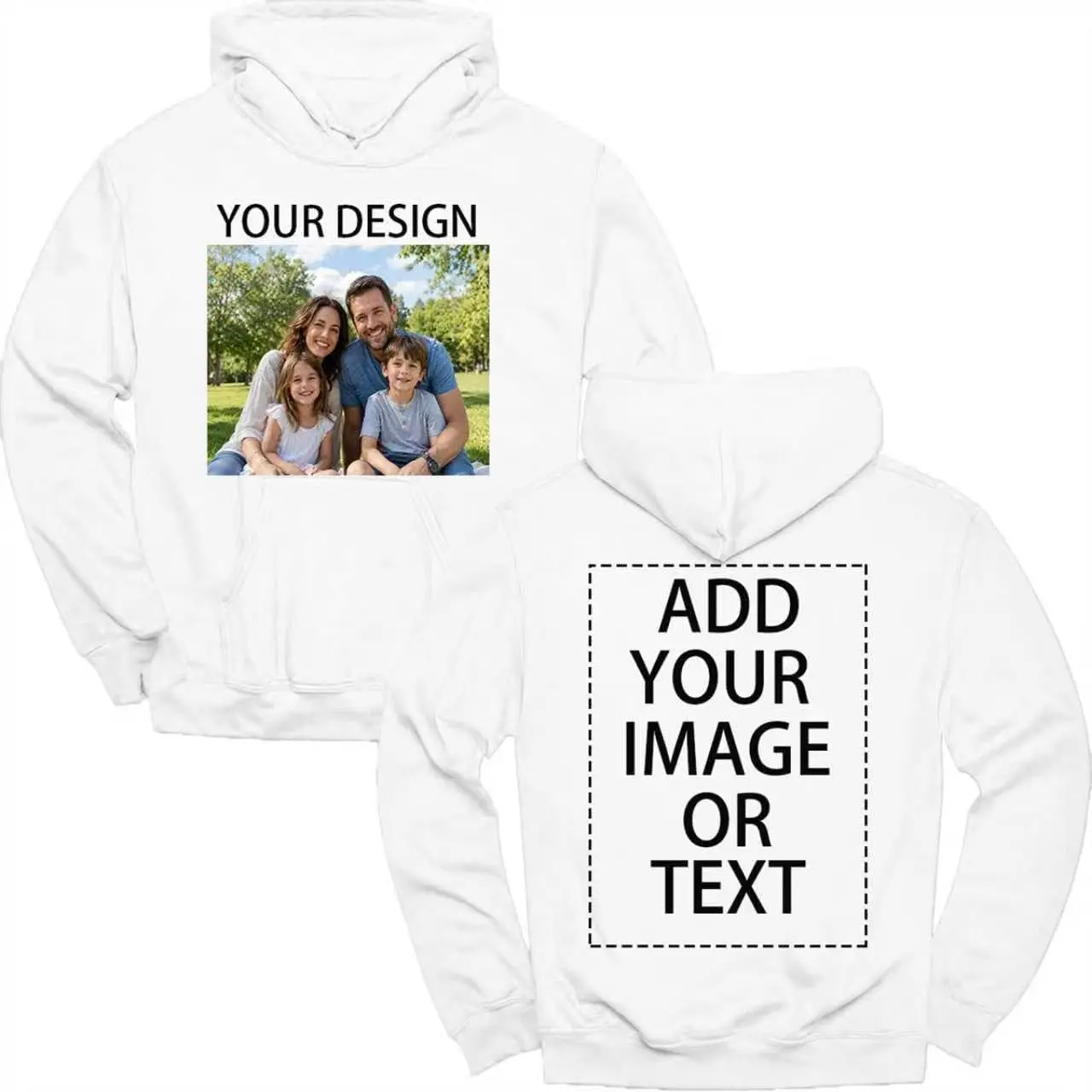 Custom Hoodie, 100% Cotton Personalized Photo Text Sweatshirt Gift