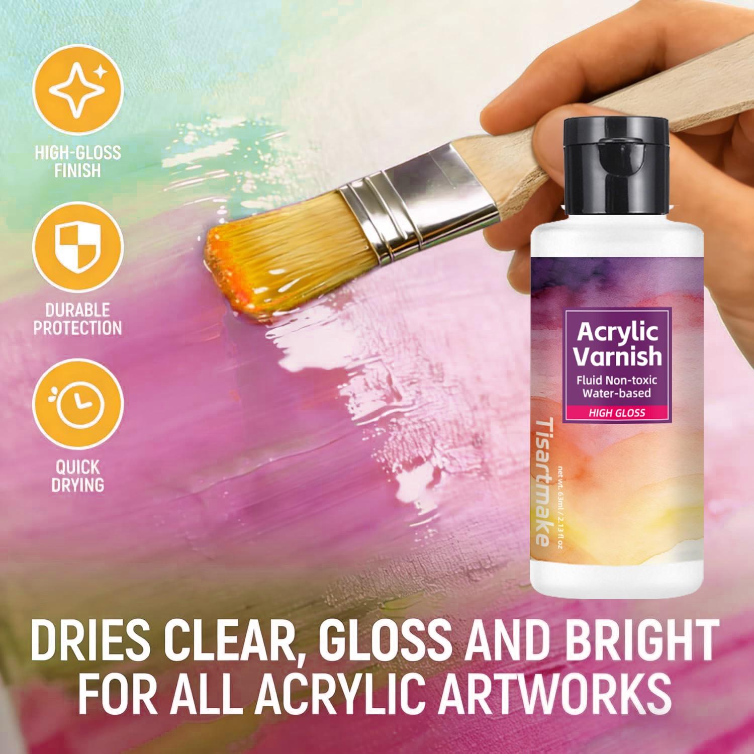 60ml/207ml Acrylic Varnish High Gloss, Quick Drying Clear Protective Coating for Artists, Brushable & Sprayable 60ml/207ml Acrylic Varnish High Gloss, Quick Drying Clear Protective Coating for Artists, Brushable & Sprayable