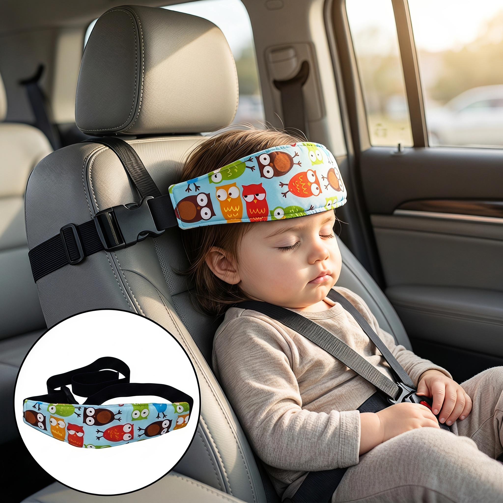 Cute Cartoon Soft Car Headrest Sleep Belt, Adjustable Safety Sleeping Strap for Car Seats, Creative Car Interior Accessory (1 pc)-YY0