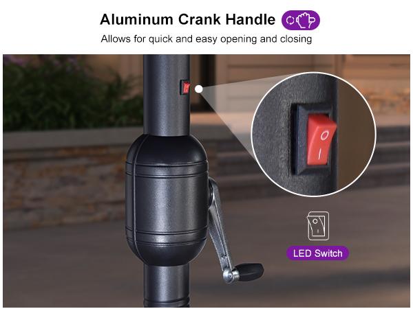 PURPLE LEAF 13 ft Table Umbrella with Lights Double-Sided Market Umbrella with Base PURPLE LEAF 13 ft Table Umbrella with Lights Double-Sided Market Umbrella with Base