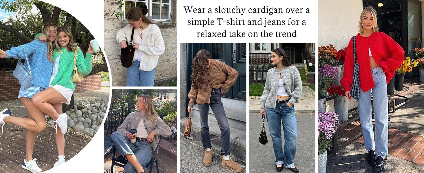 SCUSTY Women's Casual Long Sleeve Crewneck Button Down Cardigan Sweater Knit Outwear Loose Fit Solid Color Knitwear for Spring Fall SCUSTY Women's Casual Long Sleeve Crewneck Button Down Cardigan Sweater Knit Outwear Loose Fit Solid Color Knitwear for Spring Fall