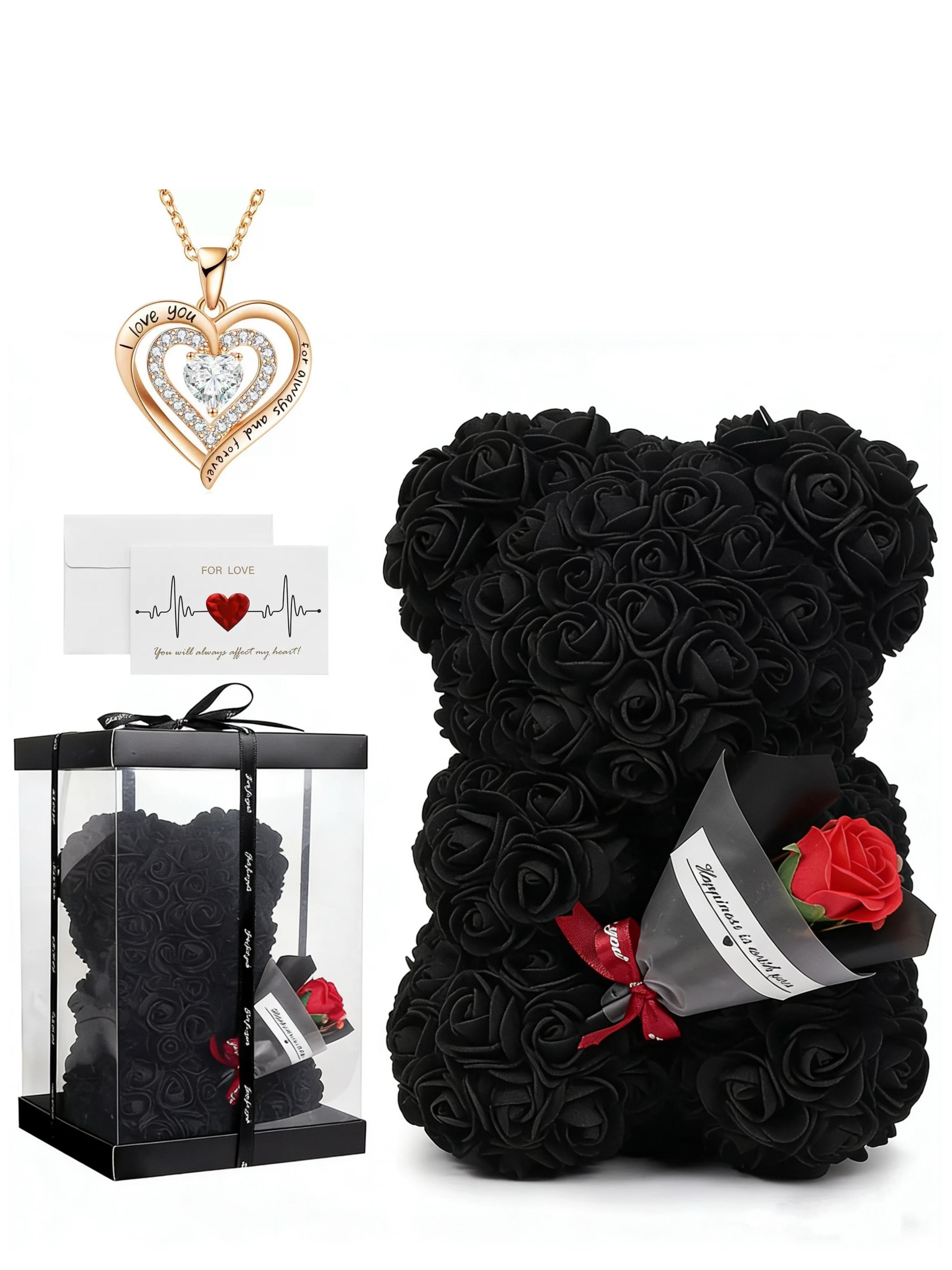Mother's Day Gift Set Necklace Card Bear Bouquet, Perfect for Mother's Day Valentine's Day Qixi Festival, Gifts for Mom Girlfriend
