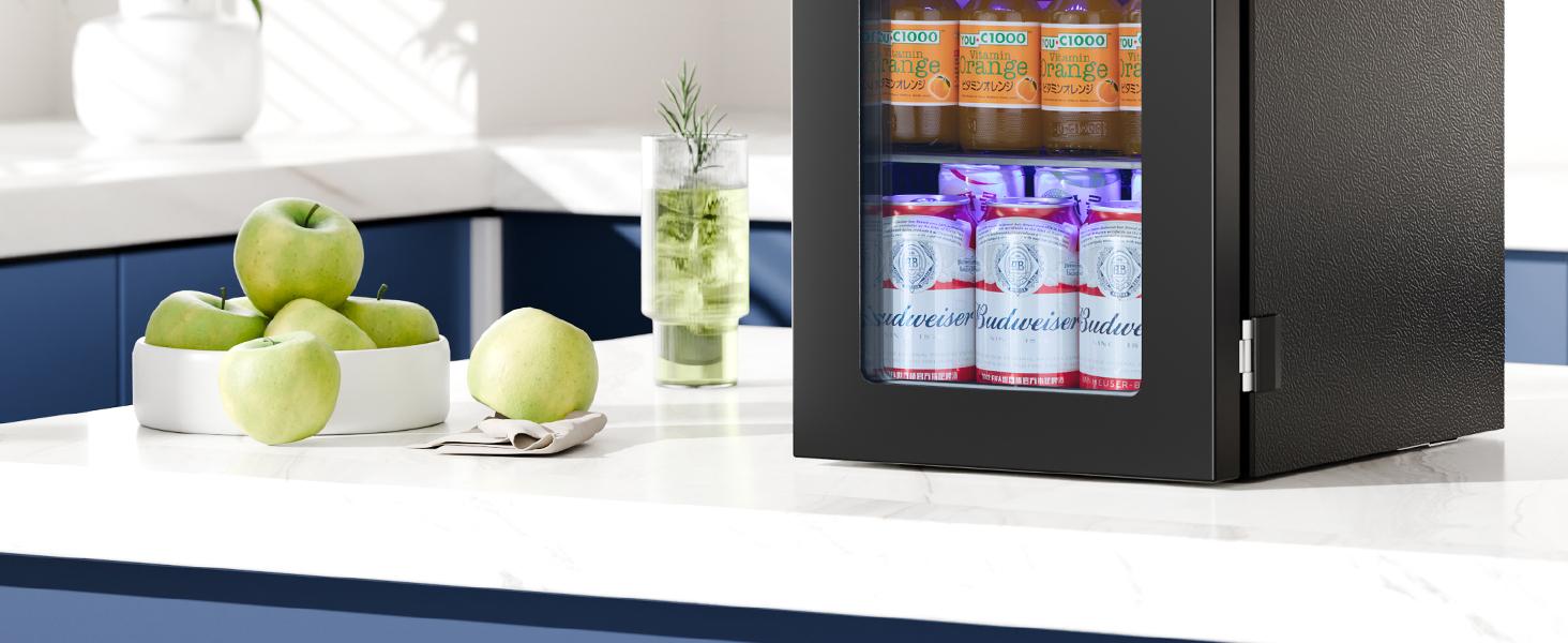 Antarctic Star 0.6Cu. Ft. Freestanding Wine Cellar,  mini  fridge,4-Bottle Red Wine with 6-Can Beer Refrigerator, Quiet Compressor, LED Light and Display, 40-61 ℉, Black