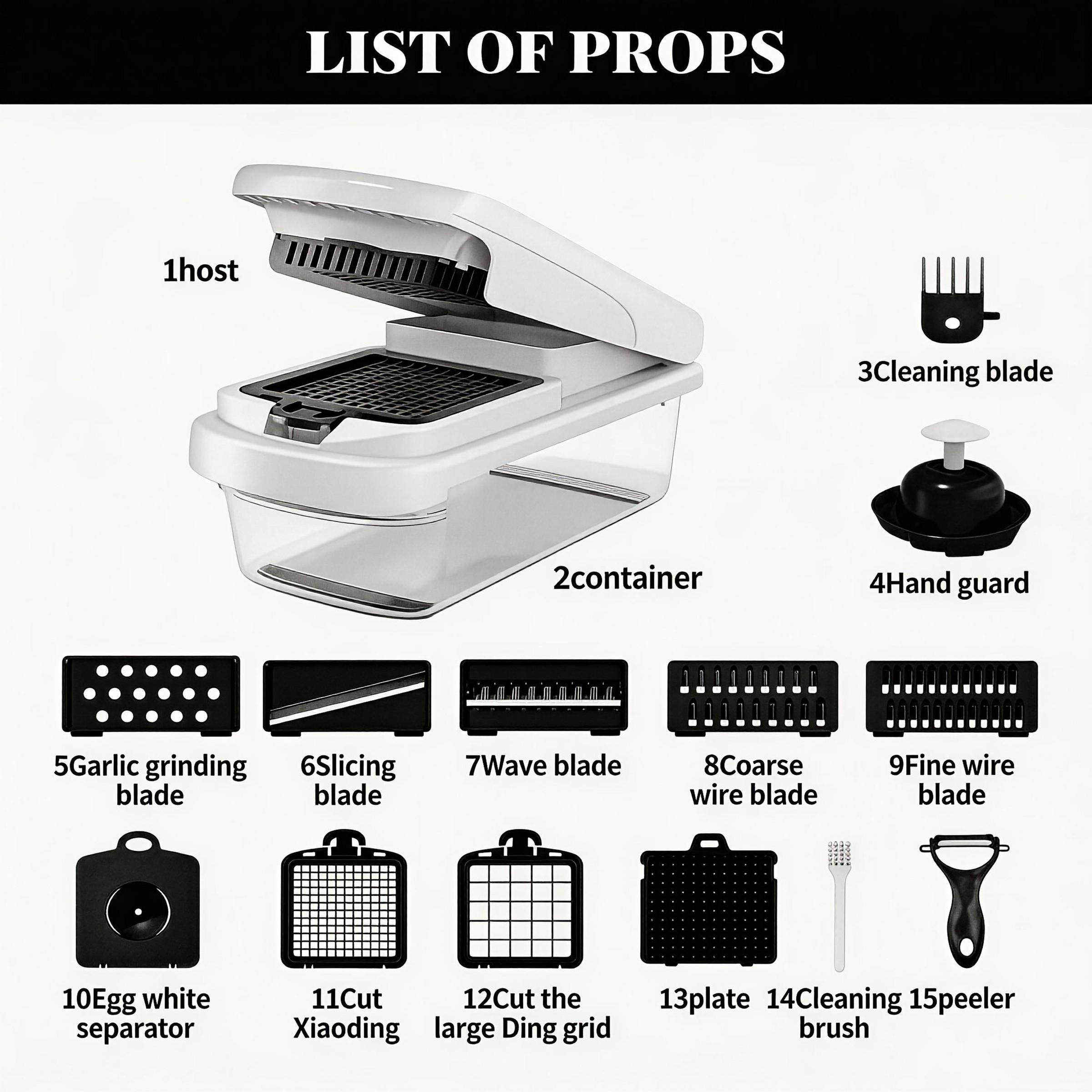 Multi-Functional Vegetable and Fruit Slicer, Kitchen Chopper, Kitchen Shredder for Dicing and Shredding, Home Use Food Prep Tool, Kitchen Gadgets, Vegetable Cutting Slicer, Model 00dksk3