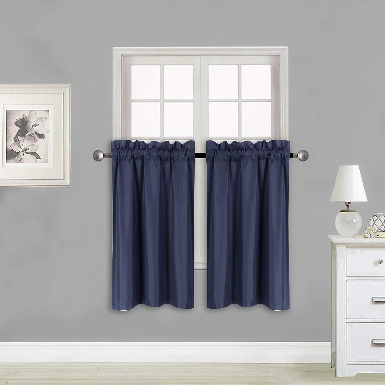 2 Short Panels Tiers Small Window  Curtain Blackout 28" W X 36" L Each for Kitchen Bathroom # R5