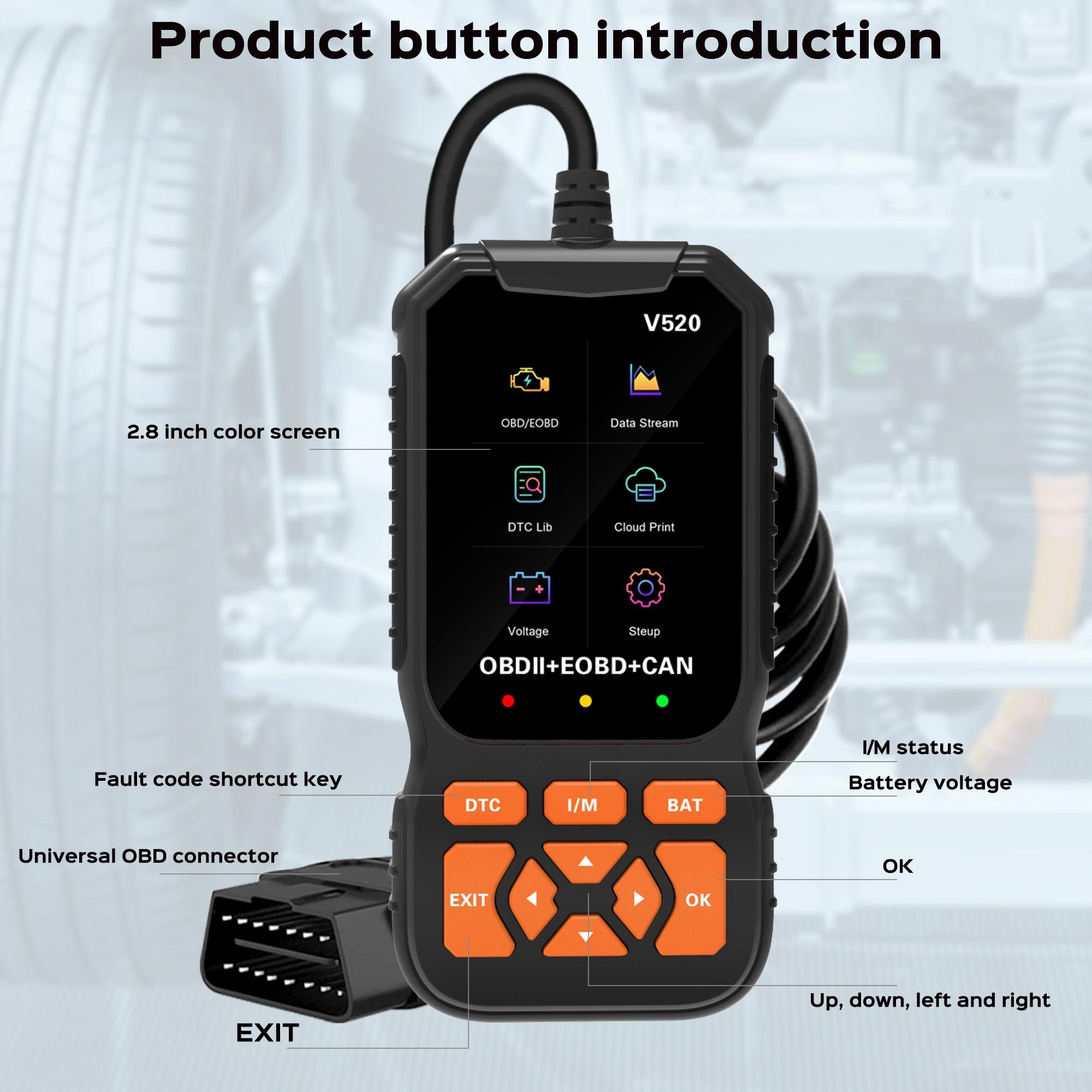 Professional Obd2 Scanner Diagnostic Tool, Digital Automotive Tester, Car Engine Code Reader & Reset, Battery Life Monitor, Car Battery Tester, Obdii/eobd Test Tool for Vehicles Post-1996