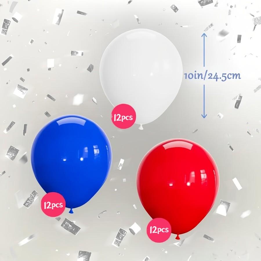 36pcs 10 inch national flag color scheme, red, white, dark blue latex balloons, party supplies, carnival, wedding, birthday, shower, anniversary, federal day, national day, independence day universal decorative balloon gift