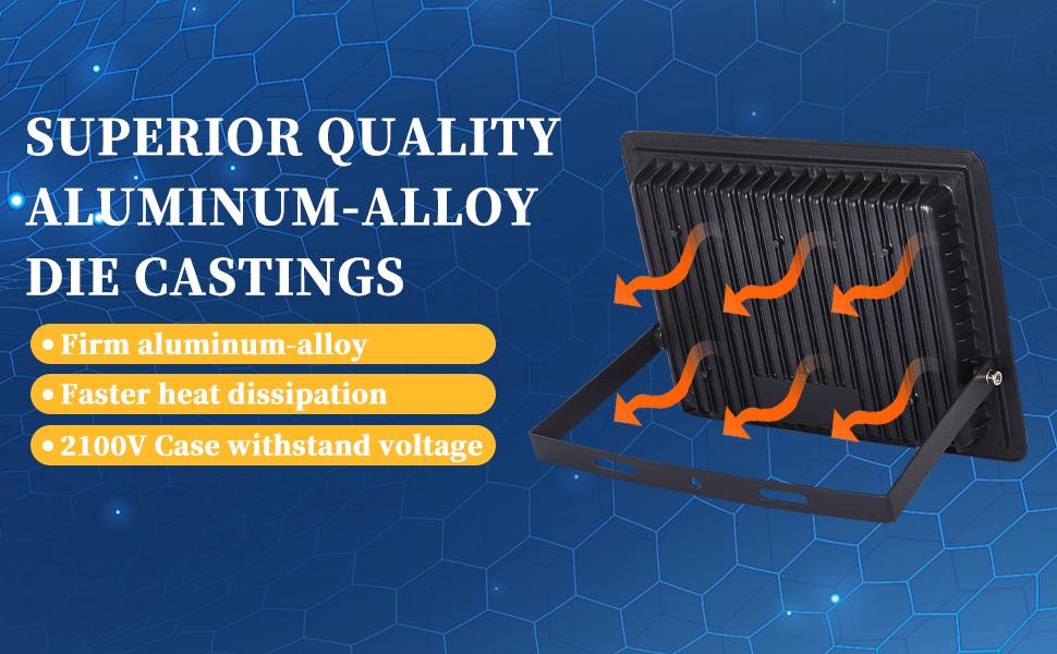 100W LED Flood Light Outdoor 10000LM Super Bright Security Light IP66 Waterproof 6500K Daylight White Exterior Light for Basketball Court Stadium Playground High Lumen Energy Efficient Long Service Time