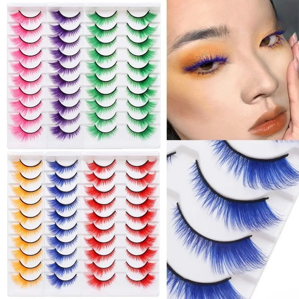 Fluffy Lightweight Synthetic Cat Eye False Eyelashes, Gentle Vibrant Colored Strip Lashes with Lifted Outer Corners, Winged Lifting Lashes for Cosplay & Party Makeup, Ideal Gift for Luggage-Bag Charm Accessory Enthusiasts