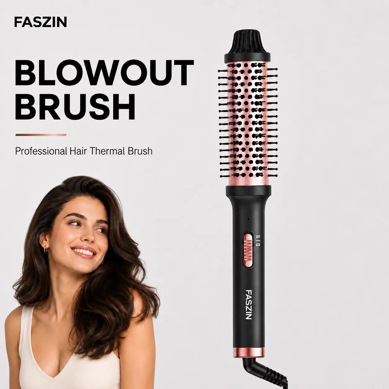 Thermal Brush for Women, 1.5 Inch Heated Round Brush for Blowout Look, Tourmaline Ceramic Hot Brush with Dual Voltage, Curling & Straightening Hair Styler for Volume, Curls, Waves and Smooth Hair