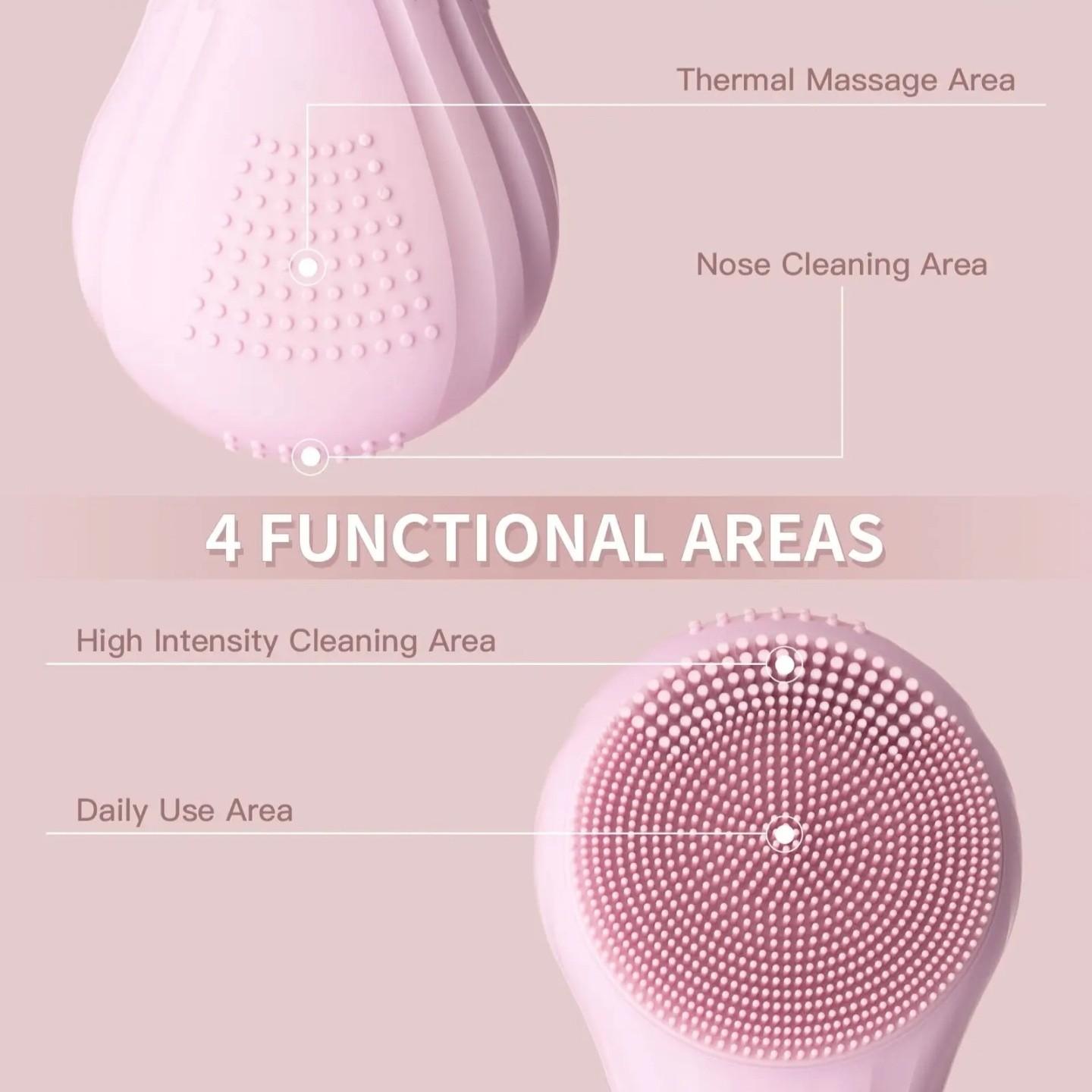 Electric sonic facial cleansing brush, facial cleanser tool, facial exfoliating brush, silicone purple brush for cleansing mousse, gentle facial cleansing tool, skin care tool, multiple colors available