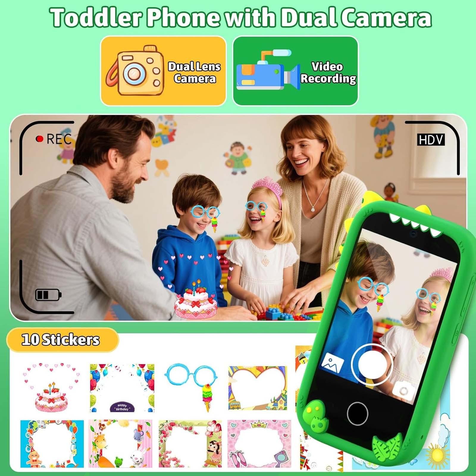 Kids Smart Phone Dual Camera Interactive Toy With 3 Hours Video Play Perfect Holiday Gift For Children