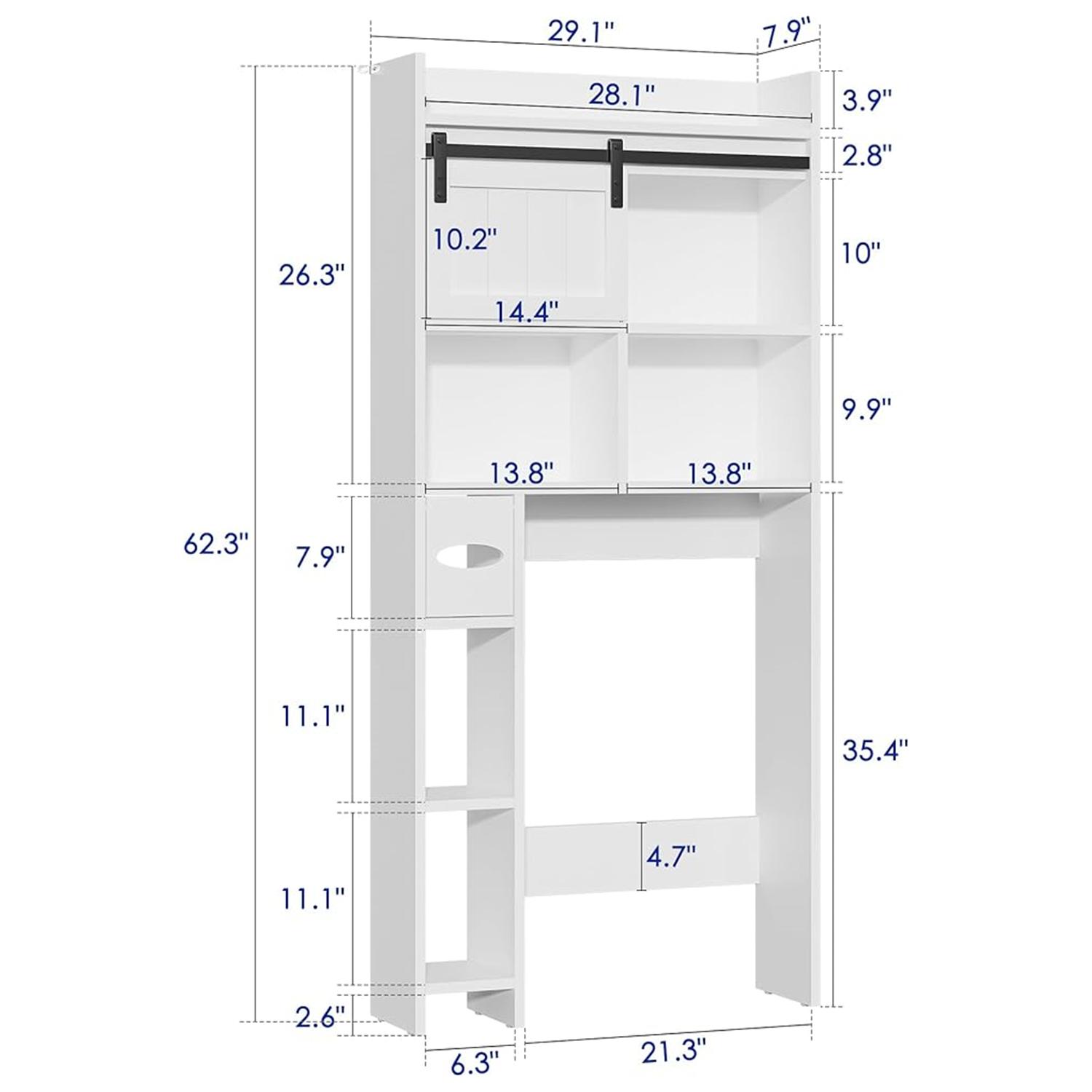 White Over The Toilet Storage Cabinet, Above Toilet Shelf with Sliding Door & Toilet Paper Holder Stand, Behind Toilet Bathroom Organizer with Side Storage Rack for Bathroom, Restroom, White White Over The Toilet Storage Cabinet, Above Toilet Shelf with Sliding Door & Toilet Paper Holder Stand, Behind Toilet Bathroom Organizer with Side Storage Rack for Bathroom, Restroom, White