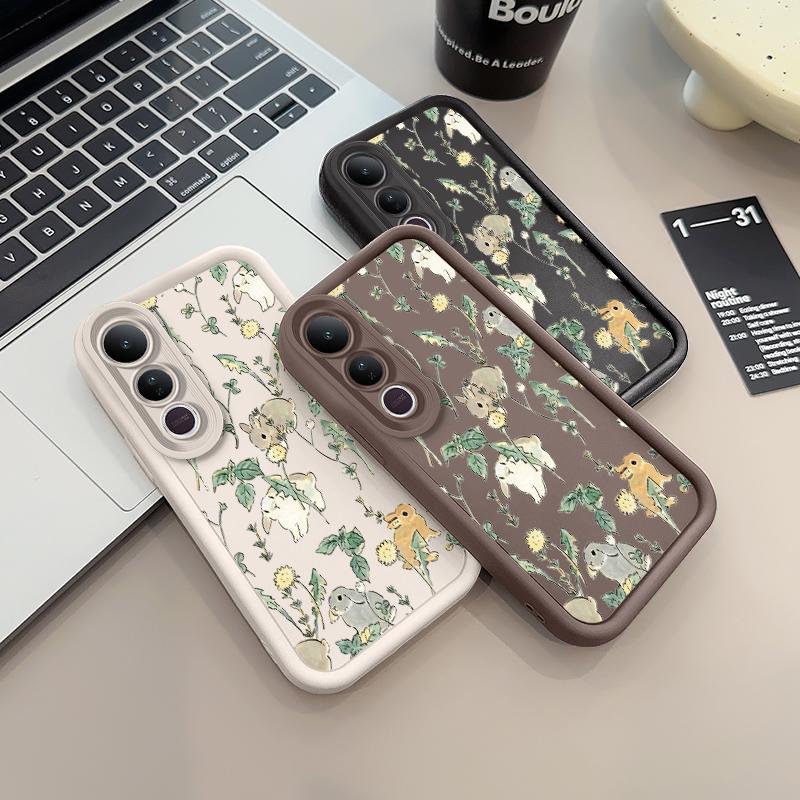 TPU Phone Case suitable for VIVO V50 lite V40 V30 V29 V27 V25 V23 V21 V20 V19 Pro 5G Bunny floral dream Pattern Pocket-Friendly Shockproof Protective Soft Smartphone Casing