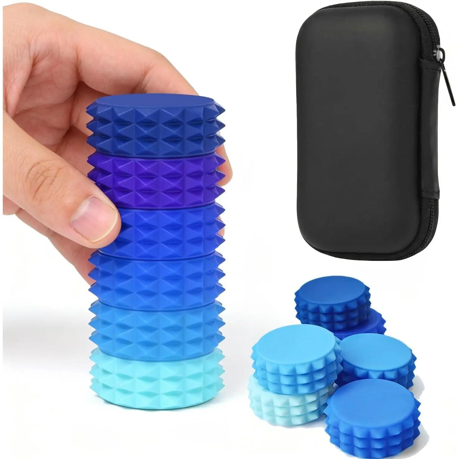 Fidget Toys Adults, 6 Pack Silicone Massage Roller Handheld for Stress Relief & Focus, Sensory Toys for Teens Kids with Autism ADHD Anxiety, Textured Quiet Fun Gift (Blue)