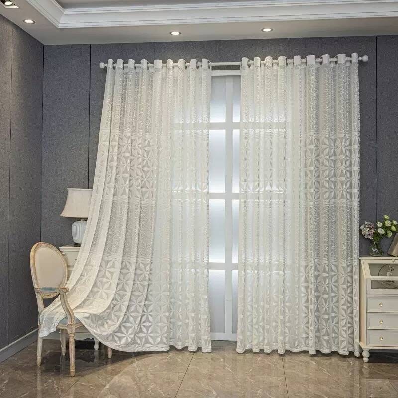 1pc Geometric Pattern Window Curtain Panel, Easy Install Curtain, Modern Grommet Privacy Curtain for Living Room, Balcony, Bedroom and Restaurant, Home Decorative