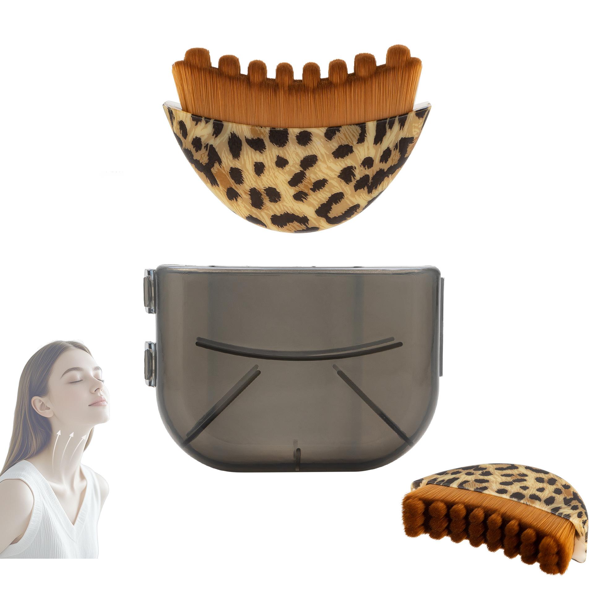Single Pack/Three Pack Lymphatic Contour Leopard Print Facial Brush Gua Sha Eye and Neck Care Brush