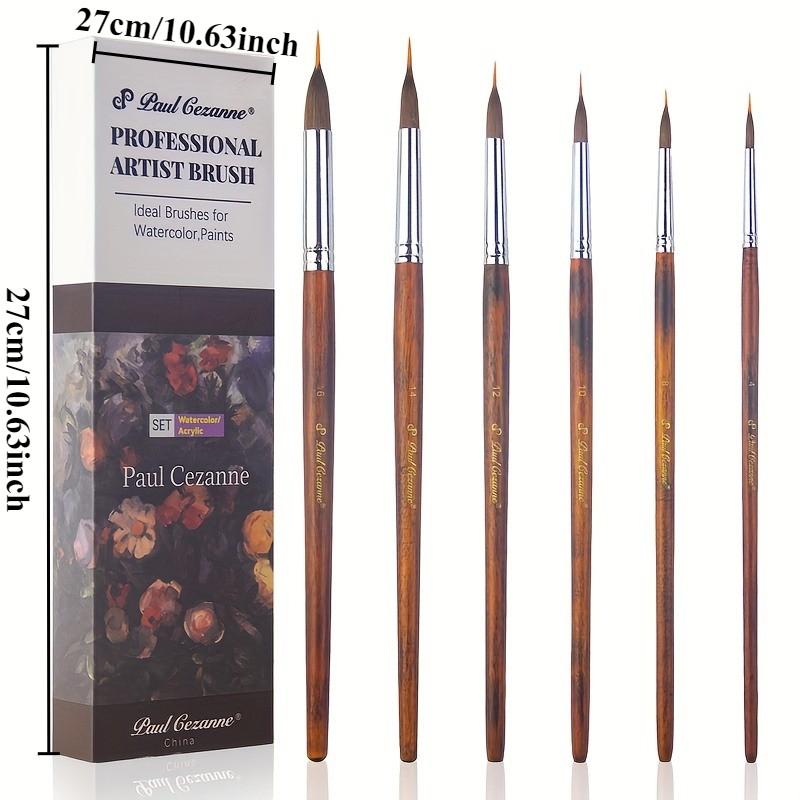 6pcs animal hair professional hook brush set, including 6 brushes of different models, is suitable for watercolor, acrylic and oil painting creation, and is a powerful tool for professional painters, art students and art lovers to express delicate strokes