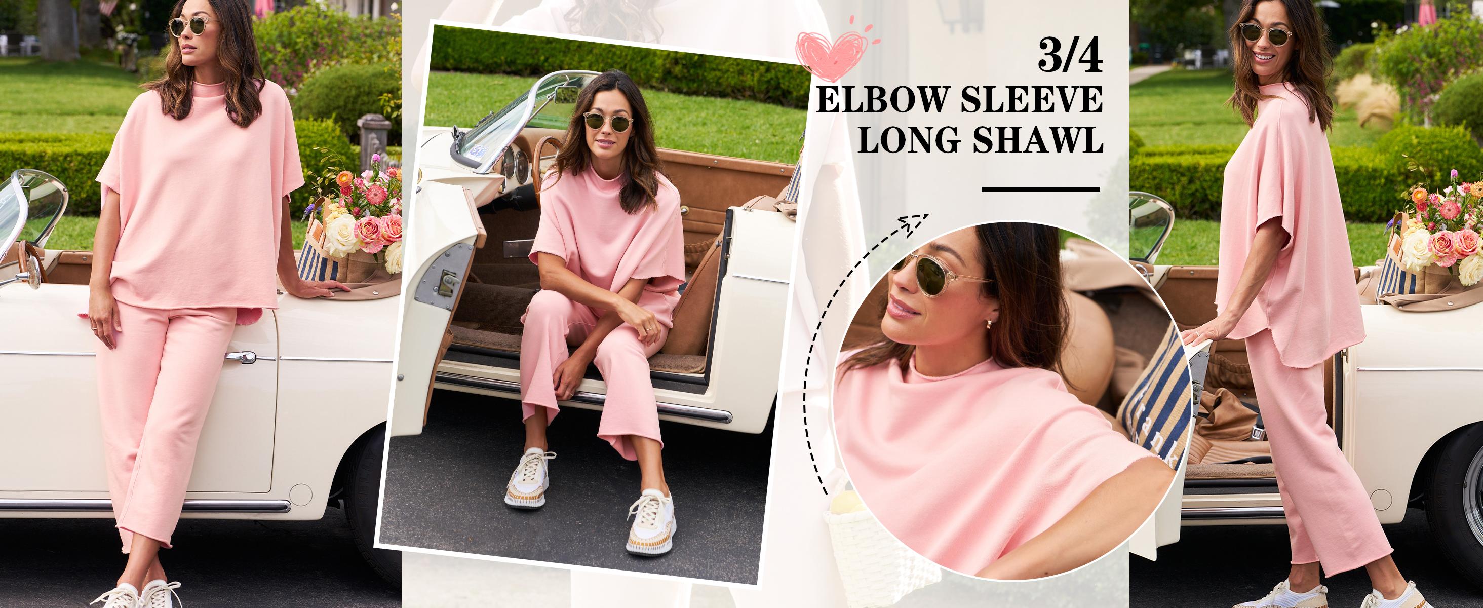 Women's 2 Piece Outfits Lounge Set 3/4 Batwing Sleeve Capelet Crew Neck Pullover Tops Wide Leg Pants Travel Set SpringStatements