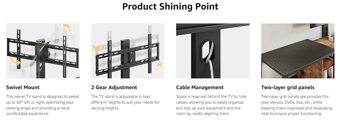 IRONCK 79" TV Stand - Fits 85" TVs, Mount, Power Outlet, 3-Tier Storage
