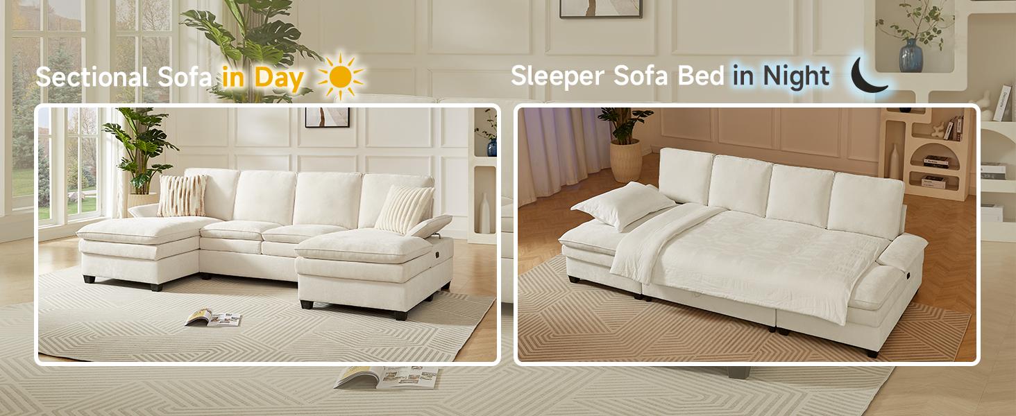 【With 1 Movable Ottoman & SPOTLIGHT DAY】ONBRILL 108" Gorgeous Cloud U Shaped Modular Sectional Sofa, Comfy 3-Seater Modern Luxury Sectional Couch, Deep Seat Couch for Living Room Bedroom Furniture,BlackFridayDeal