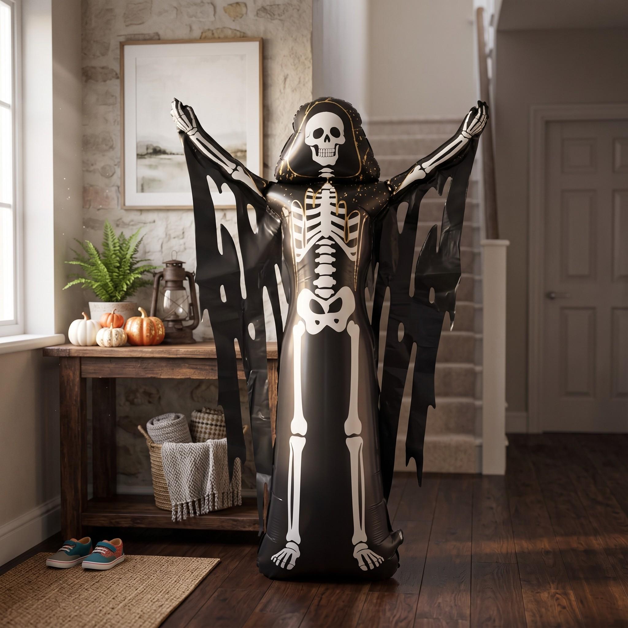 Grim Reaper Inflatable Prop for Party Photo Booth, Easy to Inflate, Perfect for Event Planners, Trick or Treat Vibe, Retro Style Decor